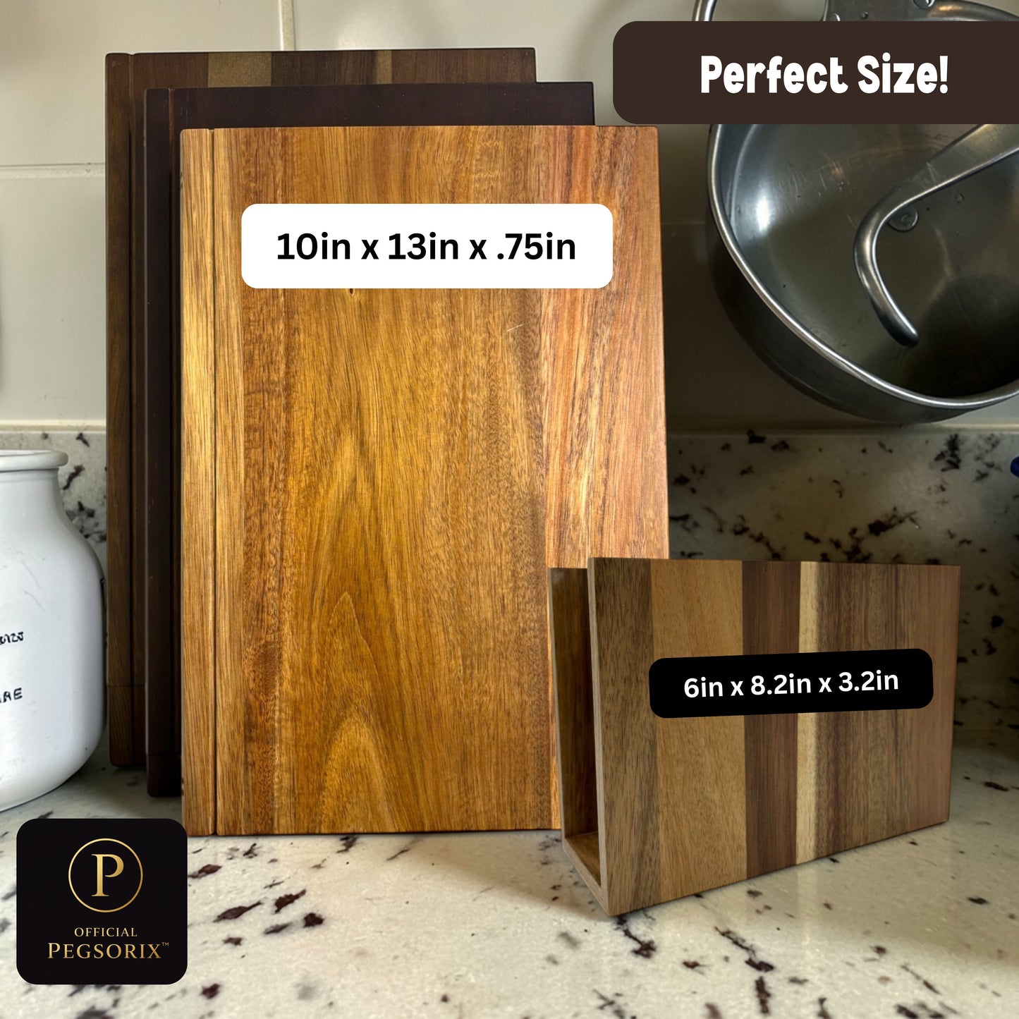 860013875510 | The Cutting Board Library | 100% Acacia Wood | Set of 3 Decorative & Functional Cutting Boards with Wooden Stand